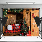 Lofaris Kabine Festlich Kranz Holz Sofa Weihnachten Hintergrund